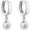 Evolution Group strieborné náušnice visiace s bielou riečnou perlou 21008.1