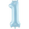 PartyDeco Fóliový balón číslo 1, 86cm light blue