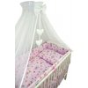 4 dielna sada do postieľky s baldachýnom ružová - Líška a králik