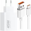 Xiaomi MDY-17-EF USB-A 45W Cestovní Nabíječka + USB-C 6A Datový Kabel White (Bulk)