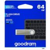 Goodram USB flash disk, USB 2.0, 64GB, UUN2, strieborný, UUN2-0640S0R11, USB A, s pútkom