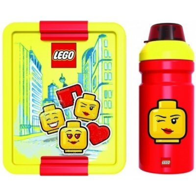 LEGO® ICONIC Girl desiatový set (fľašu a box) - žltá / červená