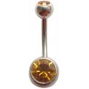 Oceľový piercing banán s kryštálmi mix farieb 1,6 x 10mm Veľkosť: Oranžová 1,6 x 10mm