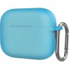 AppleKing silikónový ochranný obal s karabínou pre AirPods Pro 2 (2022) s konektorom Lightning - modrý svietiaci v tme - možnosť vrátiť tovar ZADARMO do 30tich dní