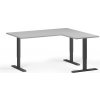 Výškovo nastaviteľný stôl, 160x140 cm, 3 motory, L/P, čierna podnož, sivá