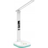 FELLOWES Platinet PDL711RGBW stolní LED lampa stmívatelná, bezdrátové nabíjení, hodiny, bílá