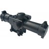 Puškohľad 4x25IR krátky s prísvitom červená a laserovým zameriavačom