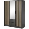 Wilsondo Šatníková skriňa so zrkadlom Nelly 3D 155x200x51 - tmavosivá / dub artisan