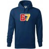 67 - čísla - Mikina pánska Cape s kapucňou - 2XL ( Polnočná modrá )