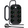 Napájacia lišta predlžovací kábel 2 m 8 zásuviek 3x USB 1x USB C čierna