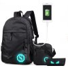 Senkey školský batoh set 3v1 pre študentov s USB Black edition 21L