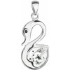 Strieborný prívesok s kryštálom Swarovski biela labuť 34237.1 Kryštál