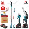 OneVan Teleskopický set nožnice a pílka 20 cm s mazaním+2 x výkonné batérie 21V 4ah 2 x reťaz 1 x nabíjačka. Náradie vhodné pre batériu MAKITA 18V. Zeleno čierna farba