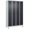 Šatňová skriňa C+P Cabo-Plus na nožičkách, 4 oddelenia, 1200 x 500 x 1950 mm, sivá/čierno-sivá