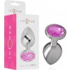 Intense - Metal Aluminum Anal Plug With Pink Glass Size S