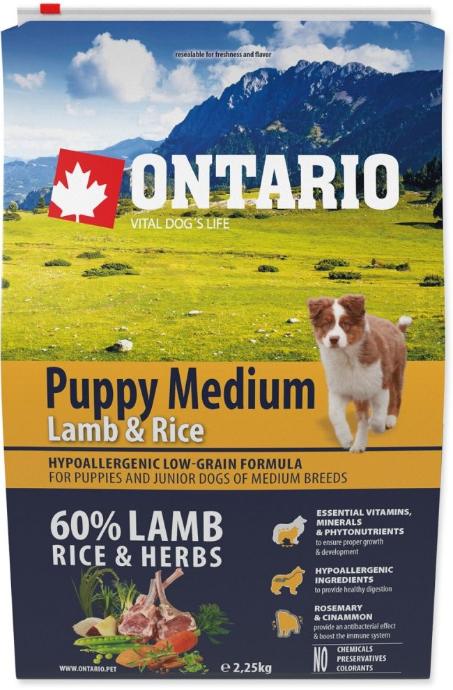 Ontario Puppy Medium Lamb and Rice 2,25 kg