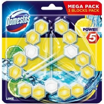 Domestos WC Power 5 tuhý WC blok Lemon 3 x 55 g