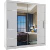 Šatníková skriňa 158 cm Belini biely mat s posunými dverami zrkadlom a zásuvkami Výrobca ME SZP7/0/W/W/0/KLAL/