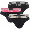 BOSS - slipy 3PACK cotton stretch power design black with color waist - limitovaná fashion edícia (HUGO BOSS)-M (83-89 cm)