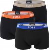 BOSS - boxerky 3PACK cotton stretch power design black with sand & orange color waist - limitovaná fashion edícia (HUGO BOSS)-M (83-89 cm)