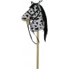Kôň na tyči plyš 70cm Teddies na batérie so zvukom bielo čierny Appaloosa