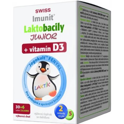 Swiss Imunit Laktobacily Junior + vitamín D3 36 tabliet
