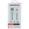 Swissten 71523303 Datový, Textile Usb / Lightning, 2m, stříbrný