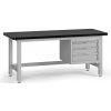 Pracovný stôl do dielne G4 so závesným boxom na náradie, MDF + PVC doska, 3 zásuvky, 1800 x 750 x 800 mm, sivá