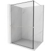 Mexen Kioto+, sprchová zástena Walk-In s poličkou a vešiakom 120 x 200 cm, 8mm číre sklo čierny vzor, brúsená oceľ profil, 800-120-121-97-70