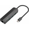 Replikátor portov Vention Type-C (USB-C) až 3x USB 3.0 / RJ45 / Micro-B HUB 0.15 Black ABS Type (TGPBB)