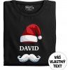 Pánske tričko s potlačou “Vianočná čiapka s fúzmi” s menom
