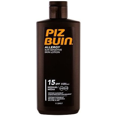 PIZ BUIN Allergy Sun Sensitive Skin Lotion SPF15 voděodolné opalovací mléko proti alergii na slunce 200 ml