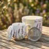 Porcelánový hrnček s čajovým infúzorom a vekom DUO LAVENDER CLASSIC BIELY 430 ml