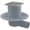 Alca Alcadrain APV101 - Podlahová vpusť 105×105/50 mm bočná, mriežka nehrdzavejúca, vodná zápachová uzávera