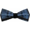 Pánsky motýlik do obleku modrý kockovaný – pevný uzol, elegantný motýlik (Pánsky motýlik do obleku modrý kockovaný – pevný uzol, elegantný motýlik)