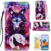Peňaženkové kožené puzdro PAINTED na Xiaomi Redmi Note 10 Pro - Wolf Totem