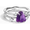 Royal Fashion rhodiovaný prsteň SKA-R006-SILVER-AMETHYST Velikost prstenu: 7 (EU: 54-56)