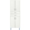Nerva 60 vysoká skrinka so 4 dvierkami a 2 zásuvkami biela