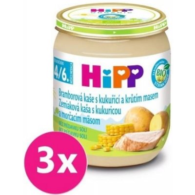 6x HiPP BIO Zemiaky a kukurica s morčacím mäsom (125 g) - mäsovo-zeleninový príkrm