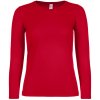 Tričko dámske B&C dlhý rukáv E150 - červené, XS