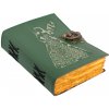 Leather Journals Kožený deník Srdcová víla, zelený, s přezkou, vintage papír, 17,5x13 cm