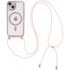 SES MagSafe silikónový kryt so šnúrkou pre Apple iPhone 15 Pro - svetlo ružový 17190