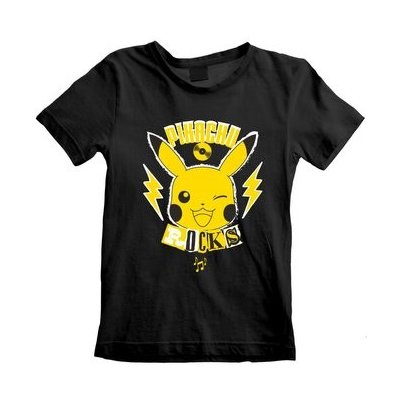 Dětské tričko Pokémon: Pikachu Rocks (7-8 let) černé bavlna