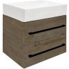 Kúpeľňová skrinka s umývadlom a čiernou úchytkou SAT Cube Way 60x53x46 cm dub Wellington mat CUBE46C602DWSATCWL