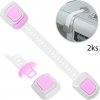 BabySafety 6136-2 Detská poistka na skrinky, Bezpečnostná zábrana NASTAVITEĽNÁ, 2ks, bielo-ružová