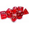 Chessex Sada 7 vícestěnných kostek průhledná Červená