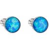 Strieborné náušnice kôstky Swarovski elements 11001.3 s modrým syntetickým opálom