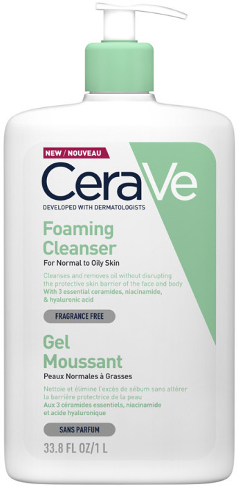 CeraVe Cleansers čiastiaci penivý gél pre normálnu až mastnú pleť 1000 ml