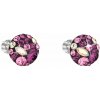 PAVONA Strieborné náušnice kôstky s krištálmi Swarovski fialové okrúhle 31336.3 amethyst
