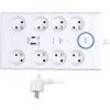 Solight přepěťová ochrana, 8z, USB A+C, 2m, bílá PO80